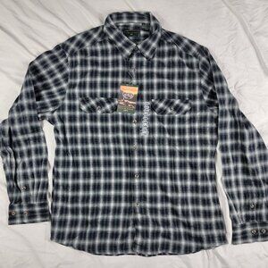 Field & Stream Mens XL Black White Plaid Flannel Shirt Casual Outdoors Camping